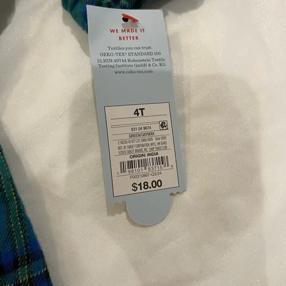 Cat & Jack Blue and Green Plaid Holiday Dress Size 4T - Picture 3 of 6